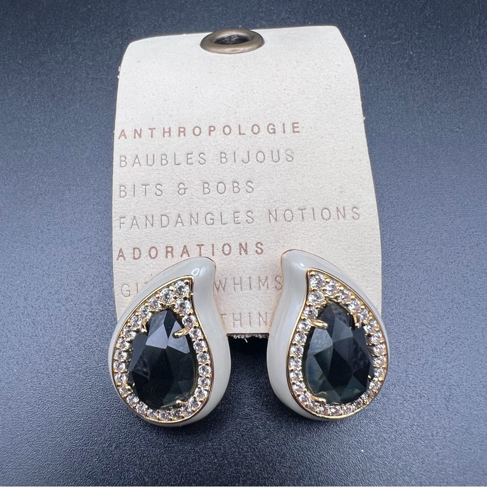 ANTHROPOLOGIE Festive Enameled Teardrop Earrings